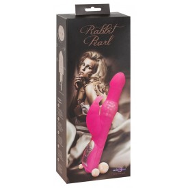 Розовый вибромассажёр с клиторальным отростком Rabbit Pearl - 26,5 см.